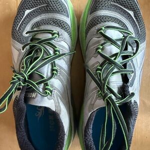 Hoka Gray and Green Sneakers